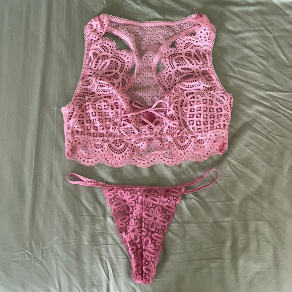 Victoria's Secret Other - Victoria’s Secret Pink Lace Bralette & Panty Set
